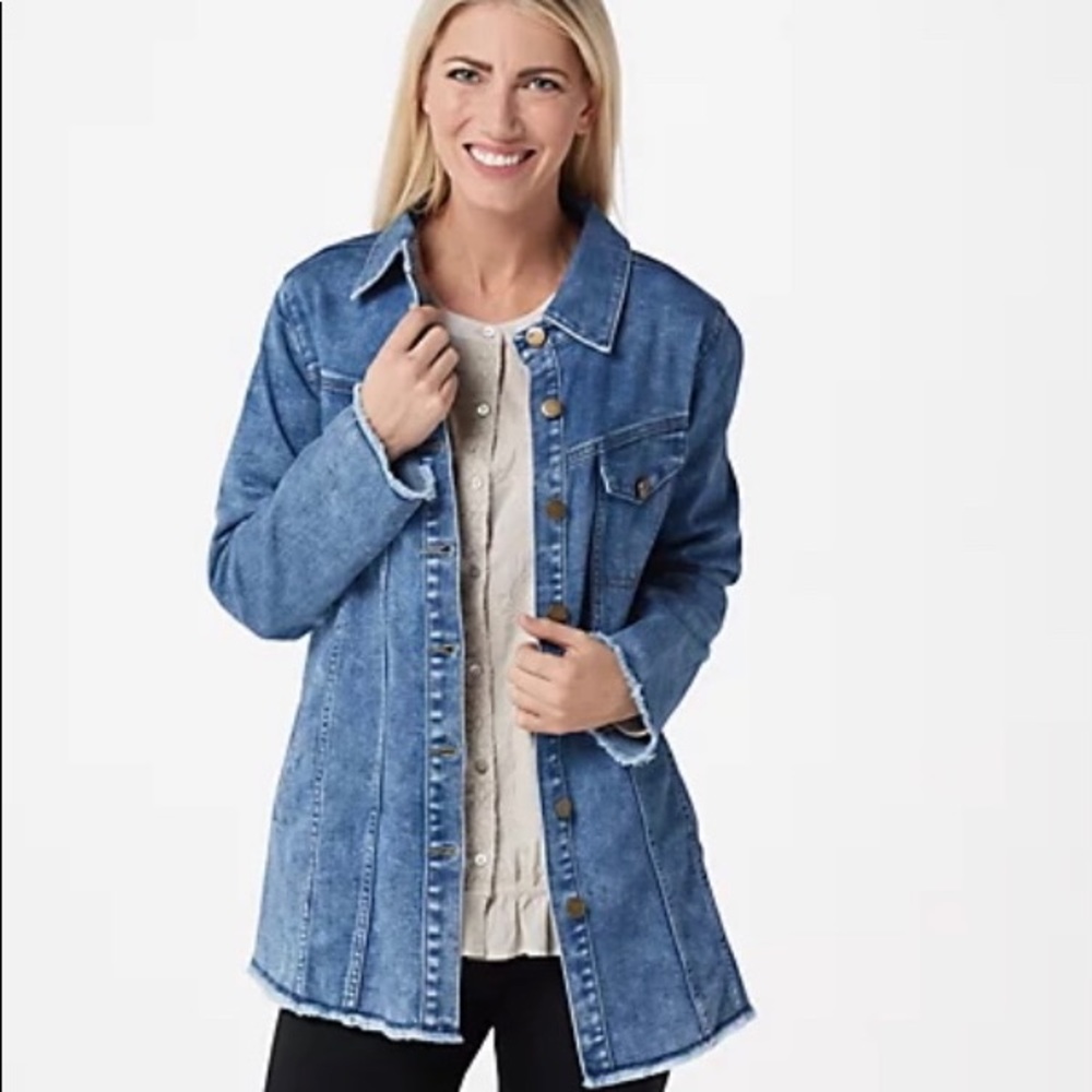 Lori Goldstein Denim Jacket with Fringe Hem